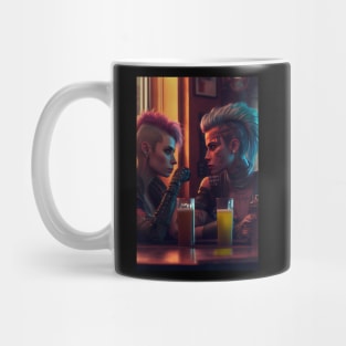 Cyberpunk Lovers in a Bar Mug